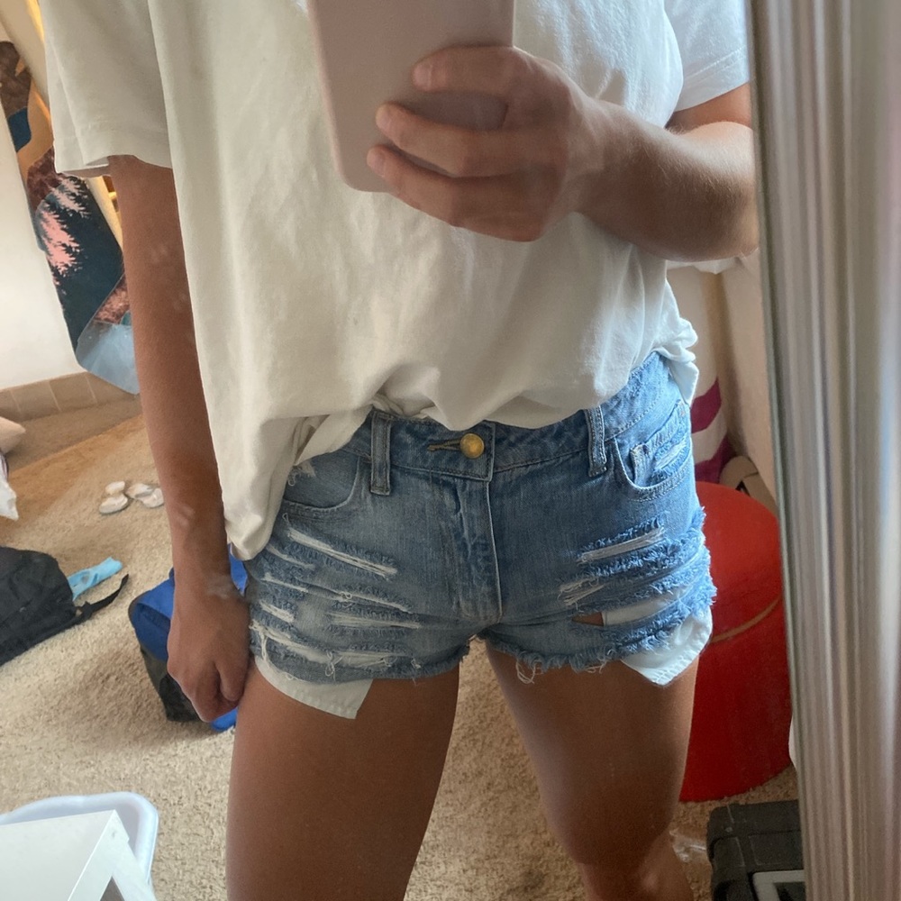Forever 21 distressed high waist jean shorts